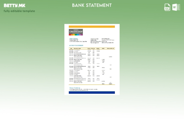 Модерен стил Argentina Banco Credicoop шаблон за ексел банкарски извод